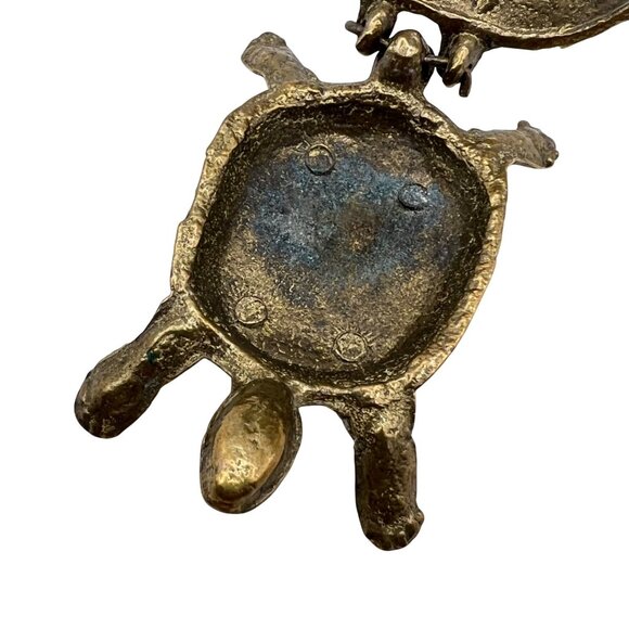 Vintage Brass Turtle Trinket Box Colorful Enamel Mosaic Shell Cottagecore Boho - Picture 8 of 12